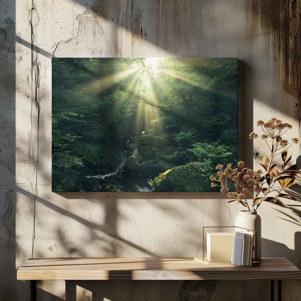 Groene Stralen | Canvas