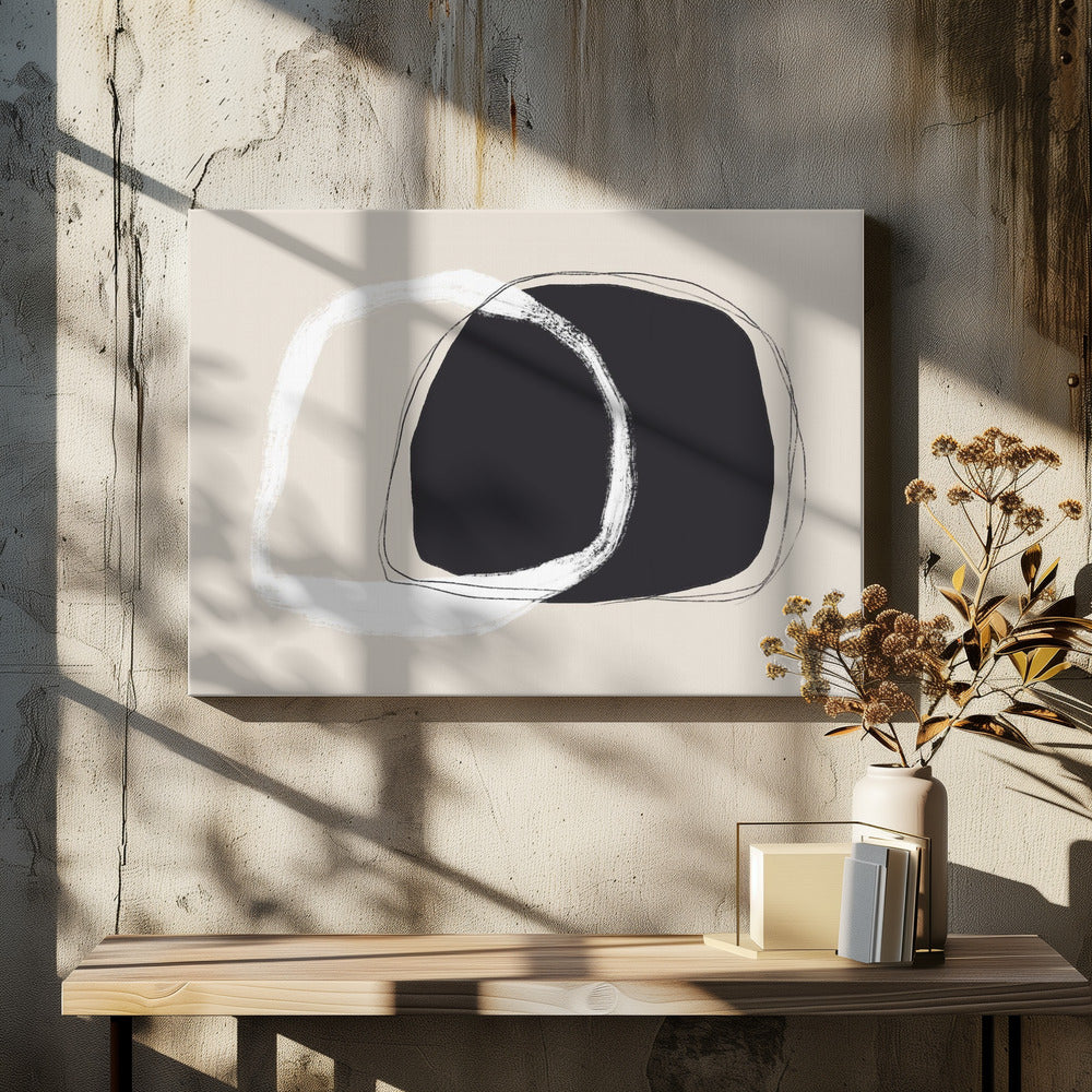 Overlapping Black And White Irregular Shapes | Canvas