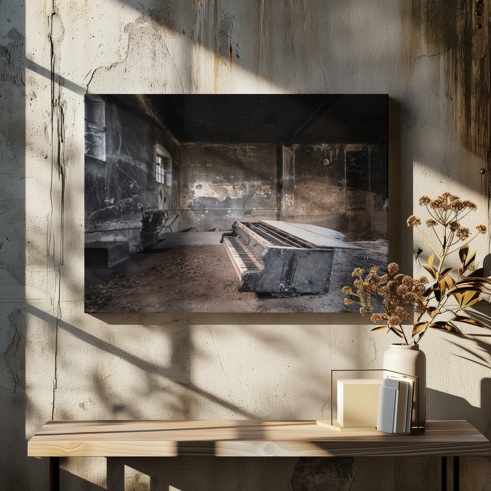 Piano in verbrande garage | Canvas
