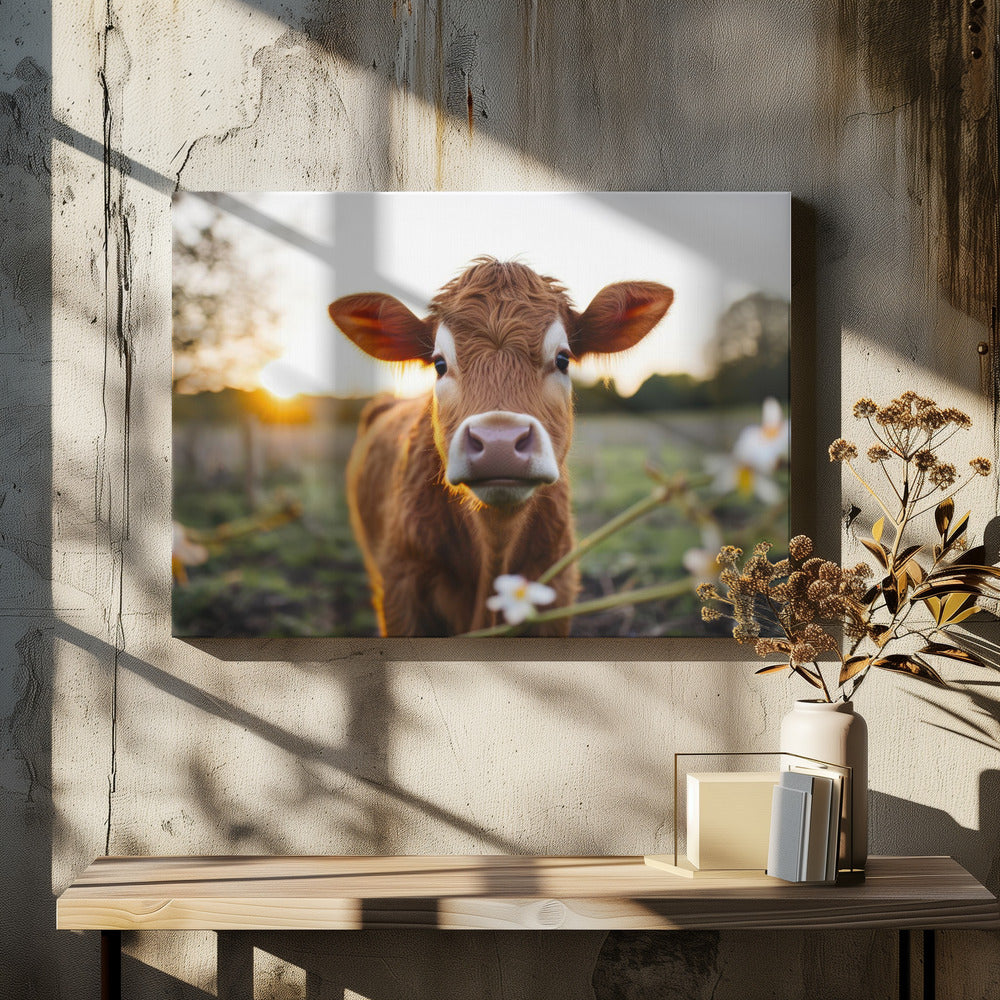 Koe bij zonsopgang | Canvas