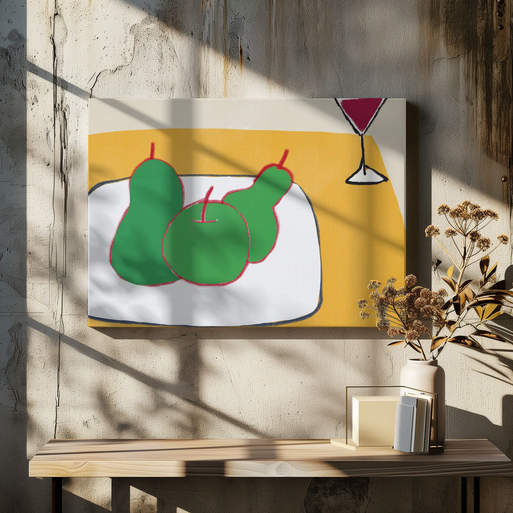 Groene peren op tafel | Canvas