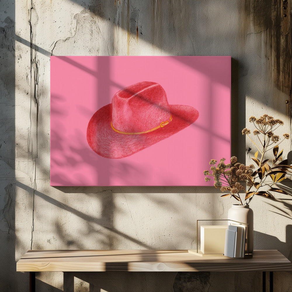 Rode Stetson op roze | Canvas