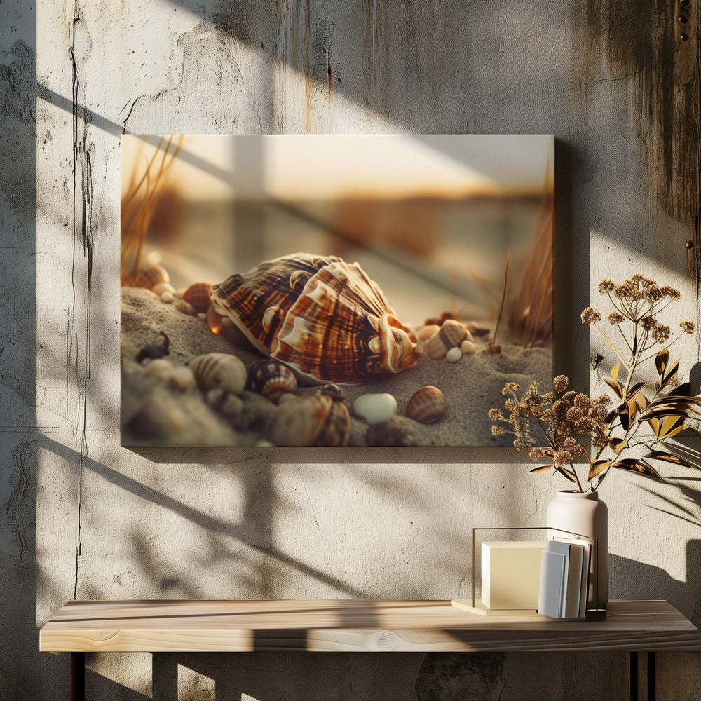 Schelpen bij zonsondergang | Canvas