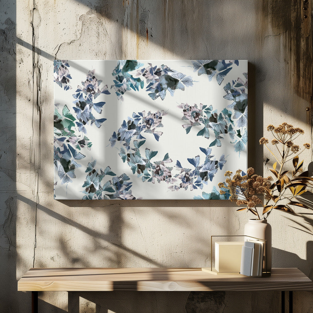 Blauwe bloemenmix | Canvas