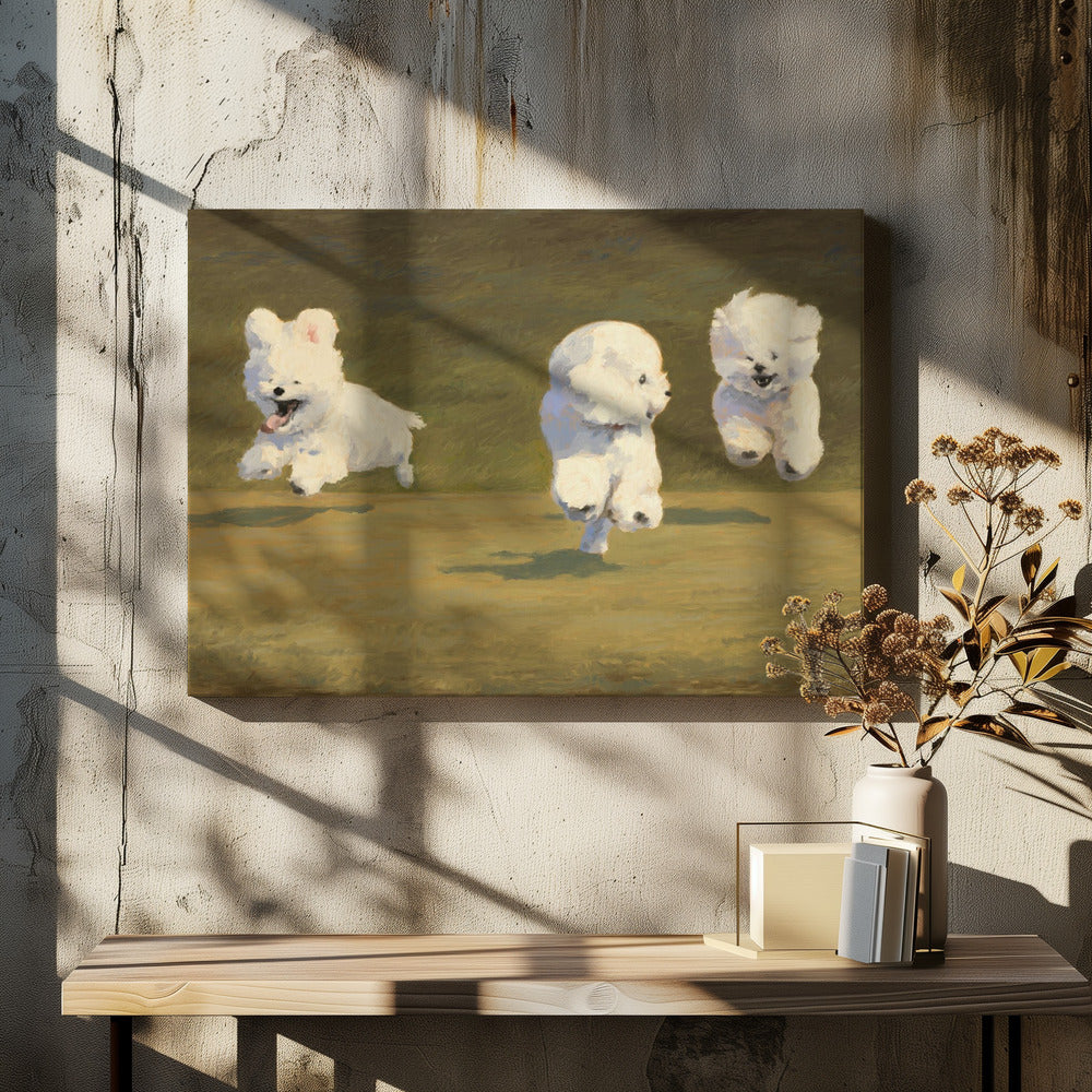 Drie rennende honden | Canvas