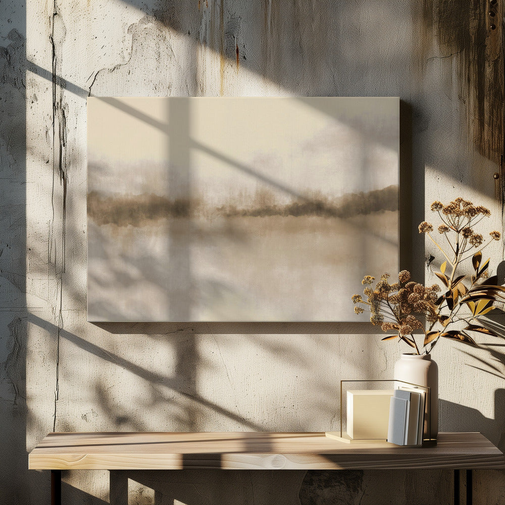 Abstract landschap in neutrale bruintinten | Canvas
