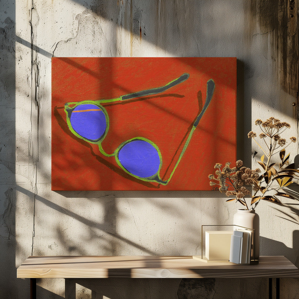 Zonnebril op rood | Canvas