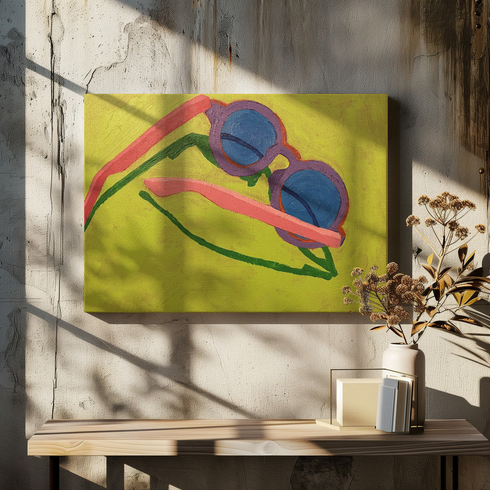 Zonnebril op Geelgroen | Canvas