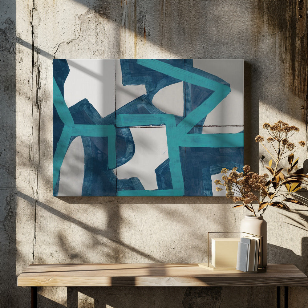 Metrisch blauw abstract kunstdruk | Canvas