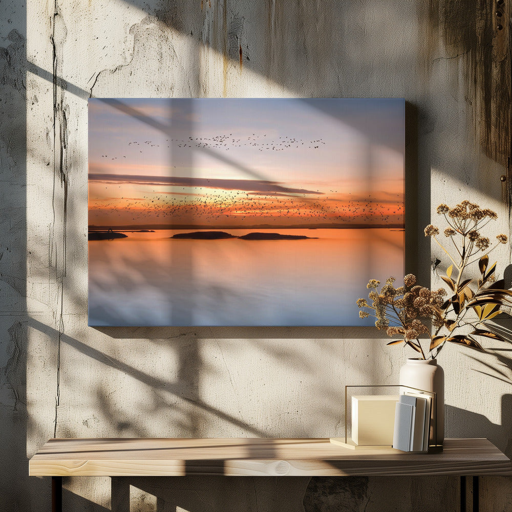 bij zonsondergang | Canvas