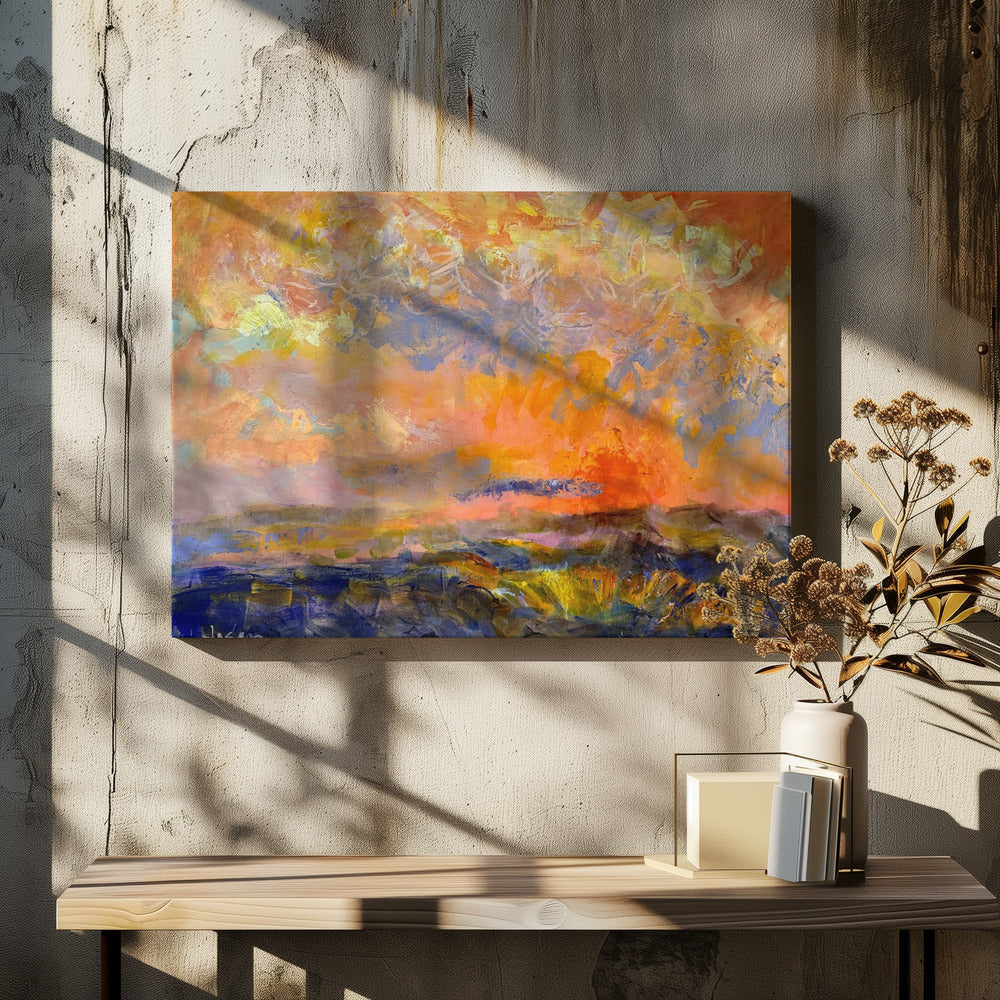 Vurige schemerhemel | Canvas