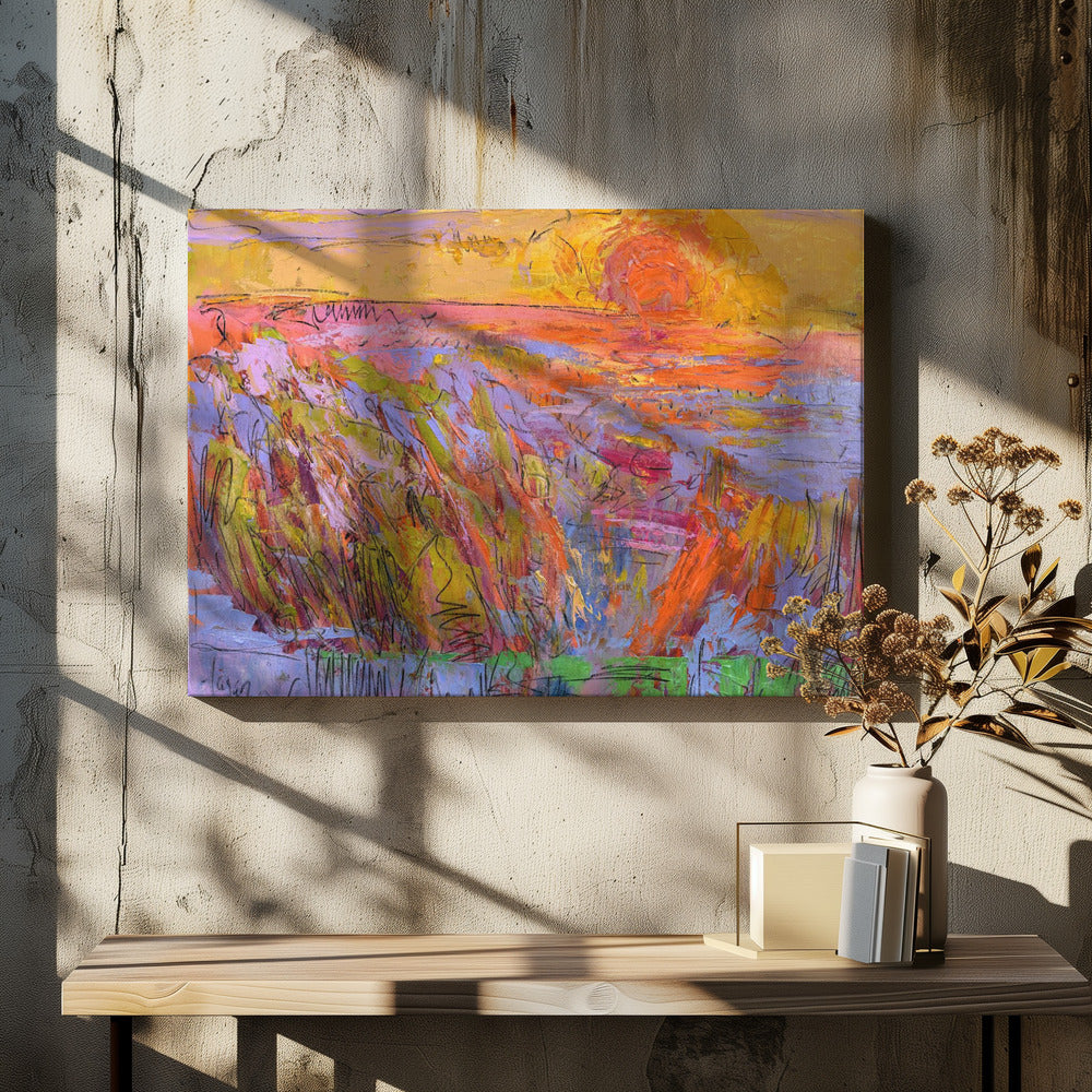 Levendige gele horizon | Canvas