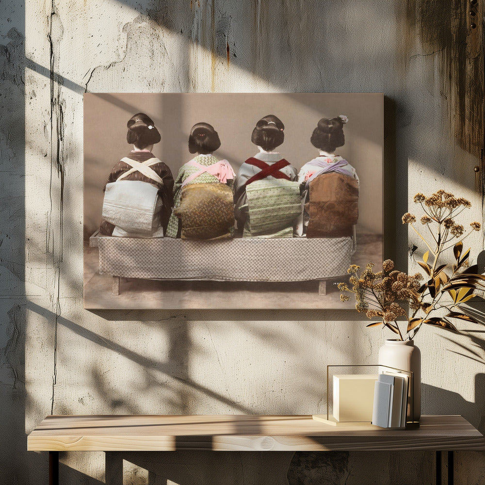 Japanse vrouw zittend in de stijl van de 19e eeuw (19e eeuw) | Canvas