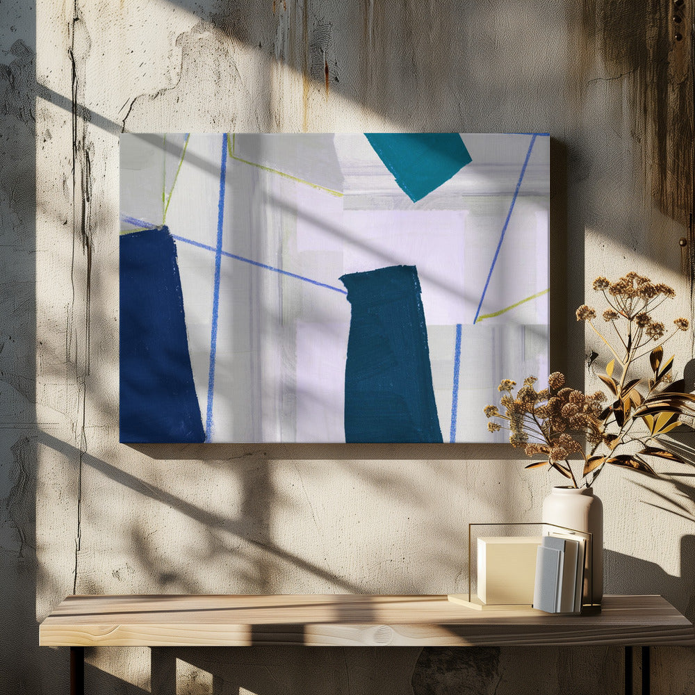 Abstracte compositie in blauw 2 | Canvas