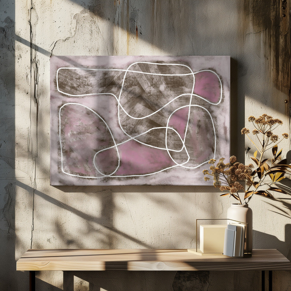 Pastelroze lijntekening | Canvas
