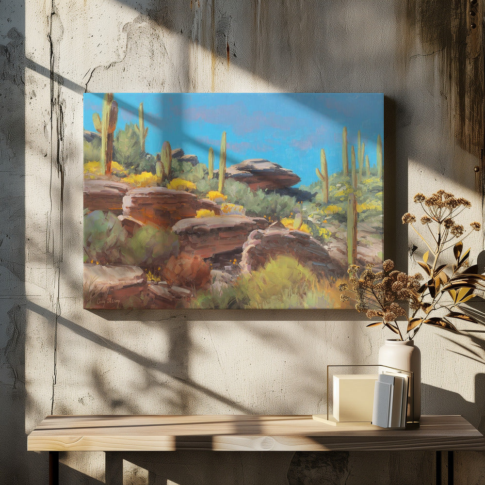 Bloeiende woestijnscène | Canvas