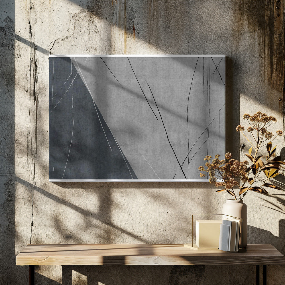 Abstracte lijnen op grijs | Canvas