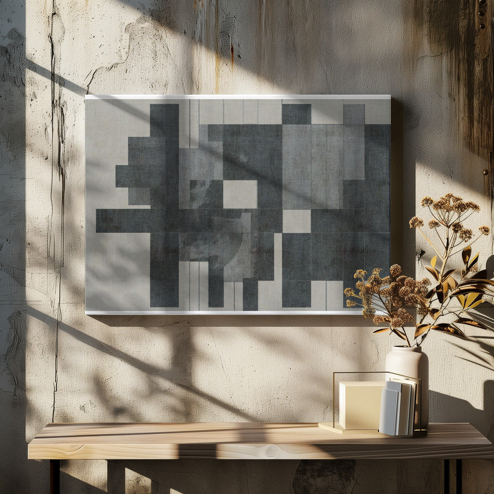 Mid-Century Modern Compositie in Grijstinten | Canvas