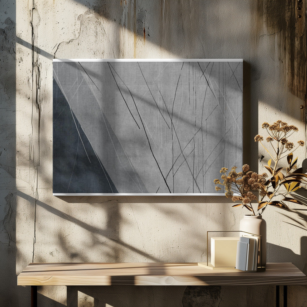 Abstracte lijnen op grijs | Canvas