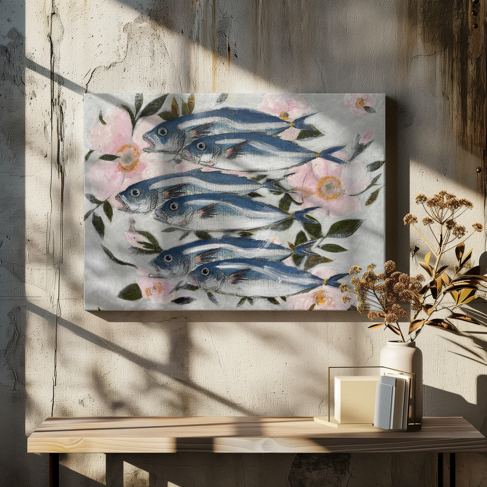 Sardientjes in roze | Canvas