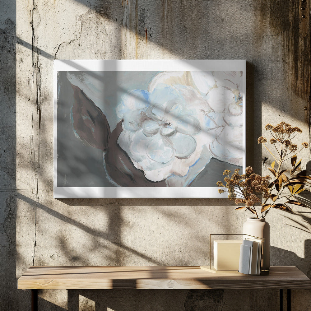 Witte bloemblaadjes en schaduwen | Canvas
