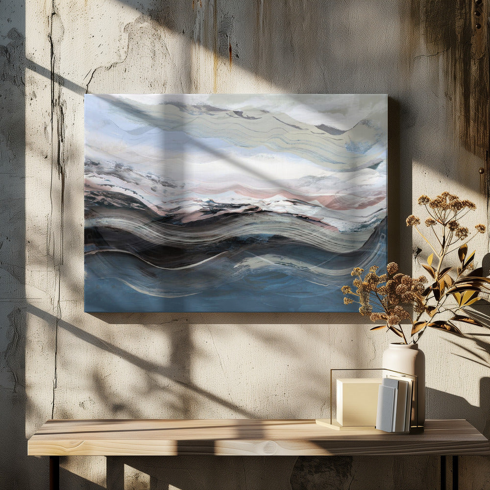 Abstract Landschap Golven Blauw | Canvas