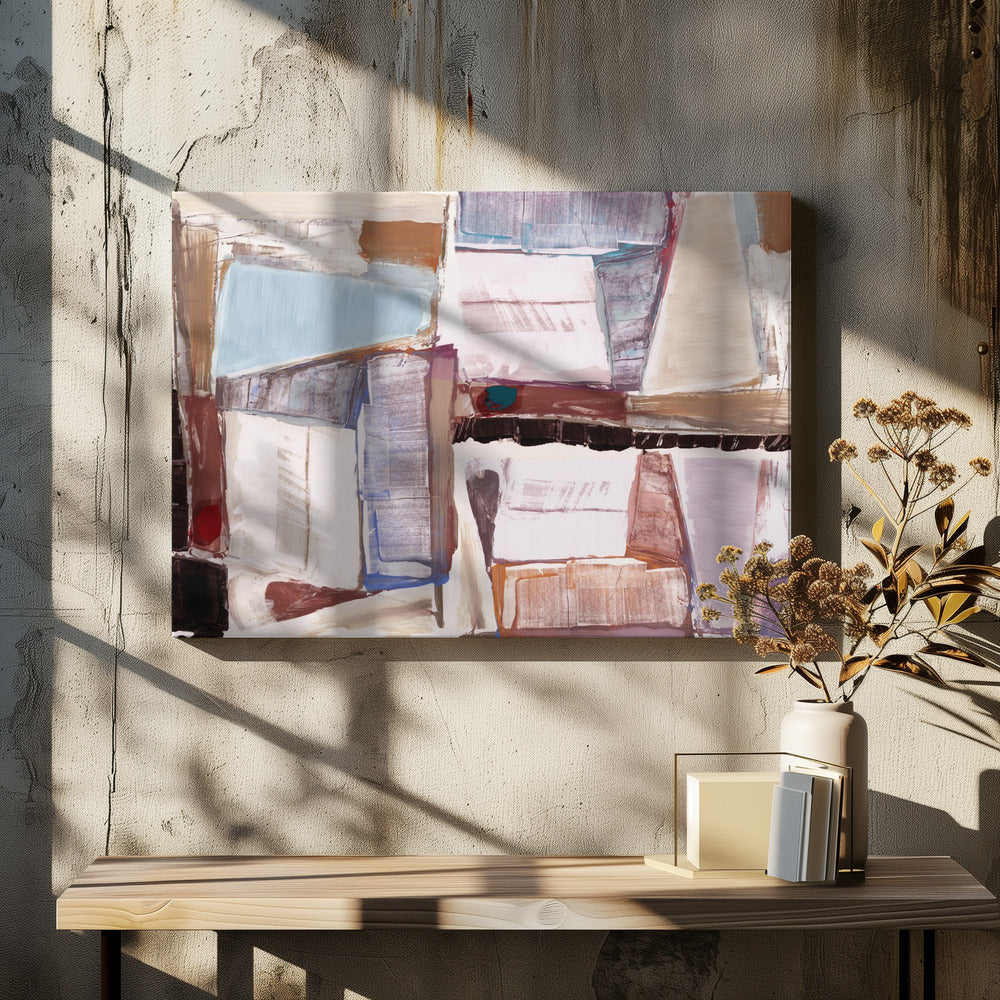 Geconstrueerde abstractie rood | Canvas