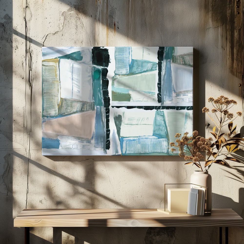 Geconstrueerde abstractie blauw | Canvas