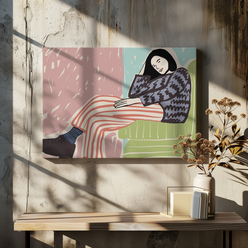 Dame op stoel | Canvas