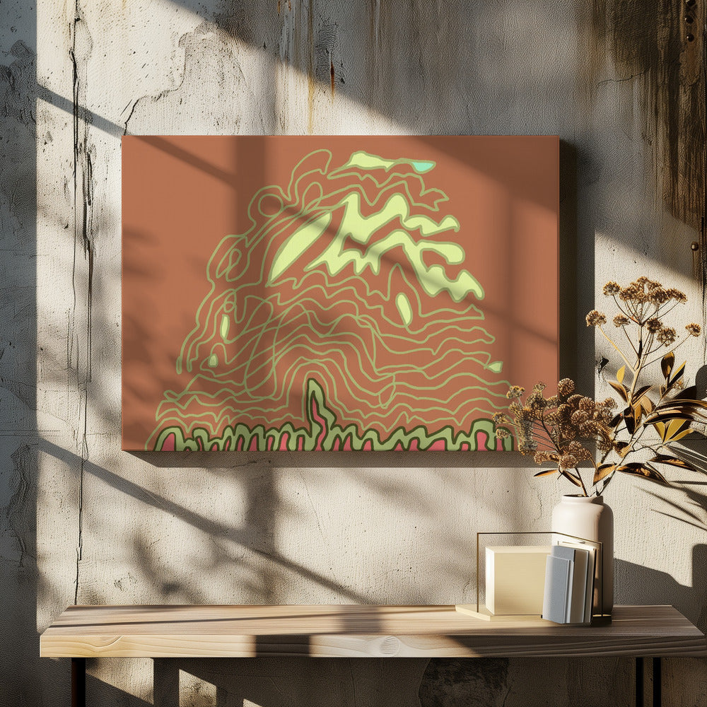 Lijntekening Roestbruin | Canvas