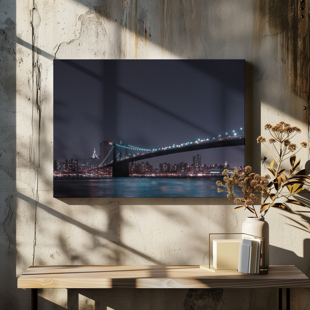 Skyline van Manhattan en Brooklyn Bridge | Canvas