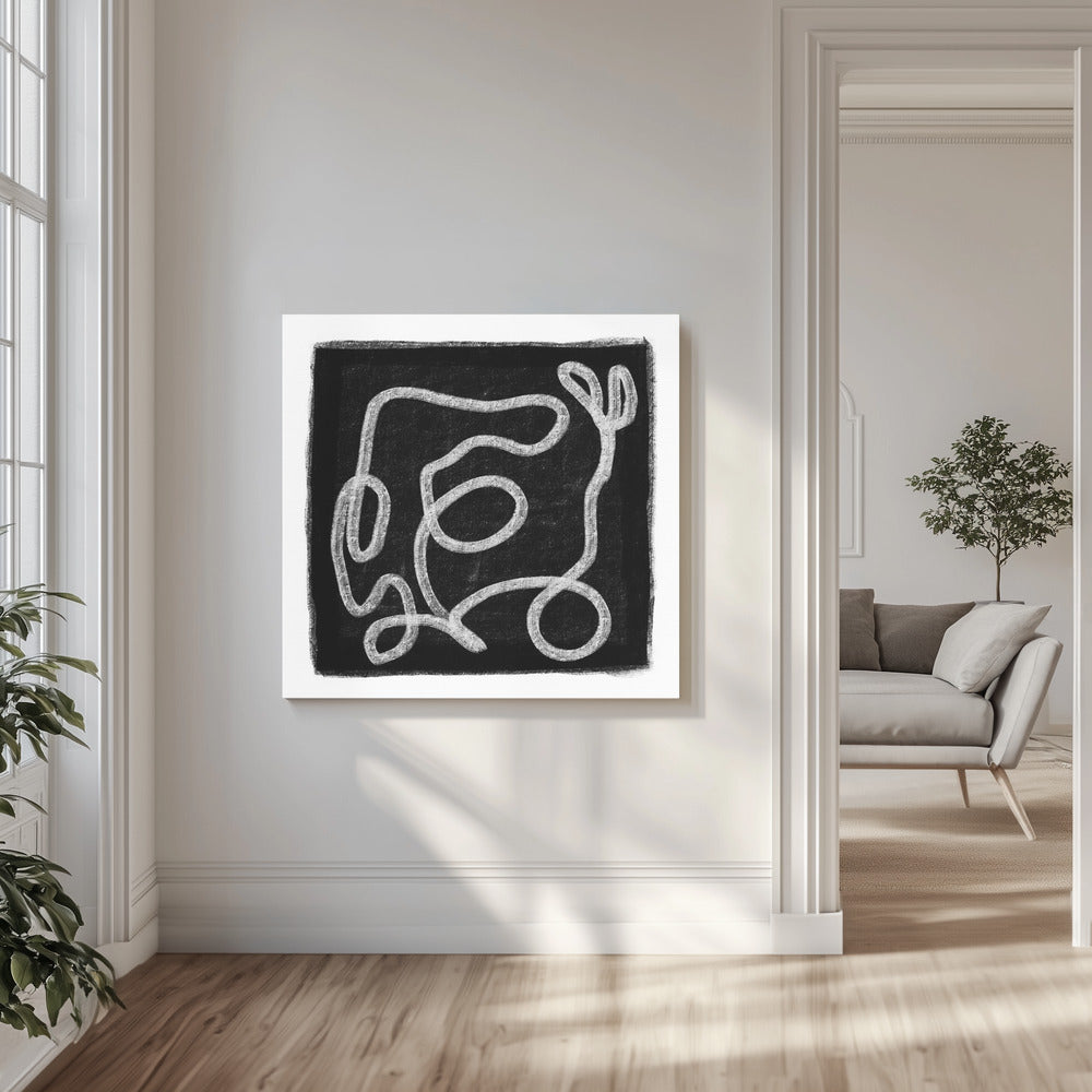 Zwarte krabbellijnen 1 | Canvas