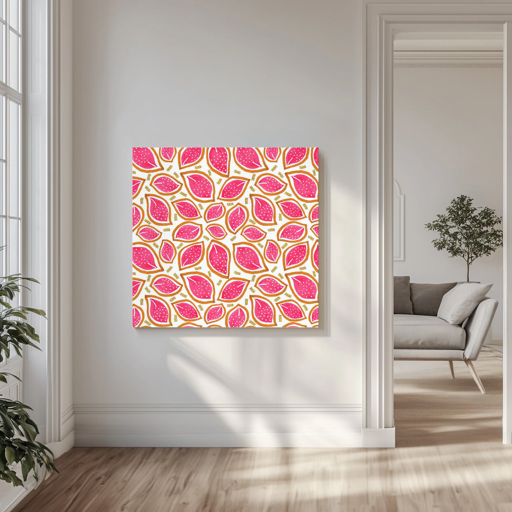 Koraal glitter verspreide bladeren stippen | Canvas