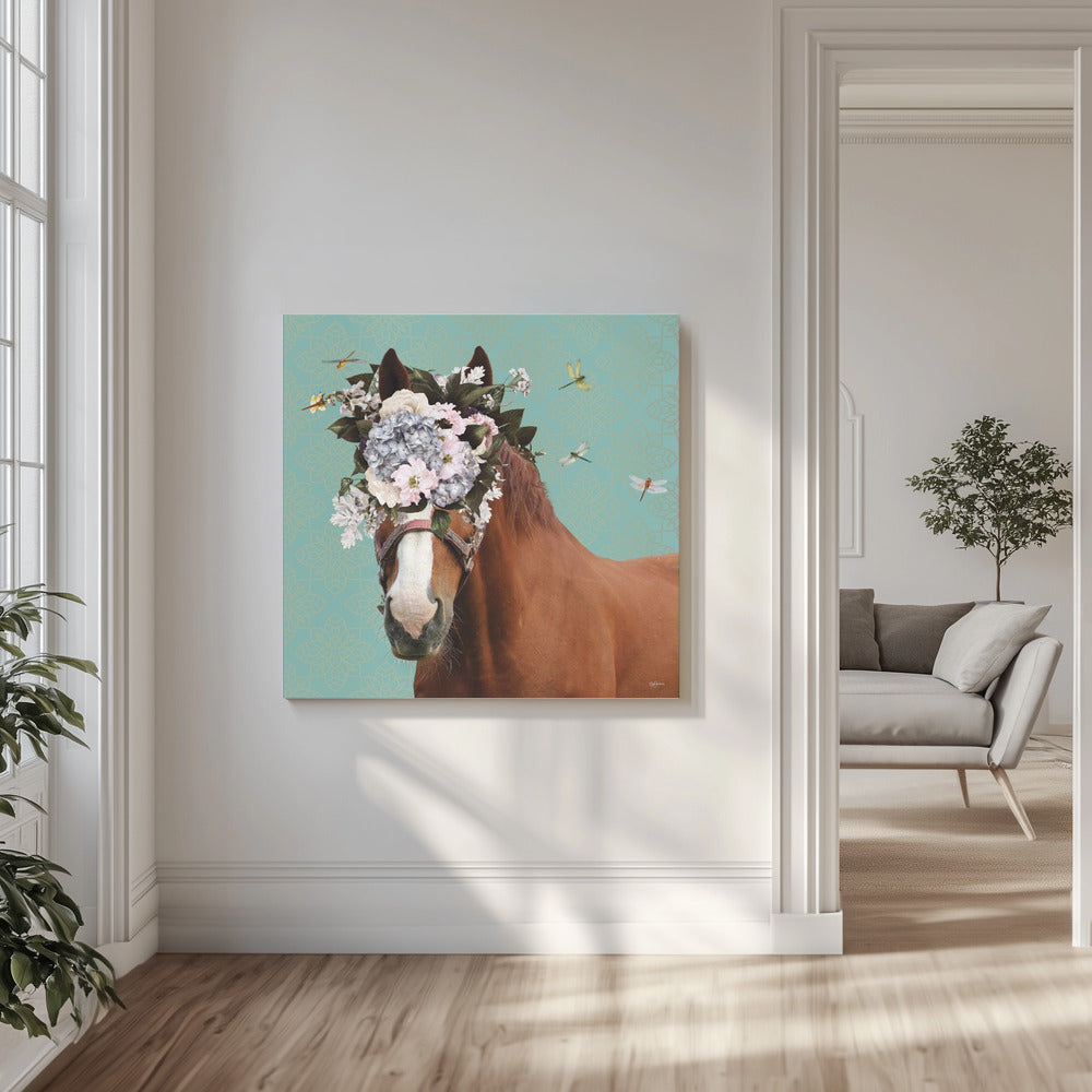 Lentebloemenmuts op paard | Canvas