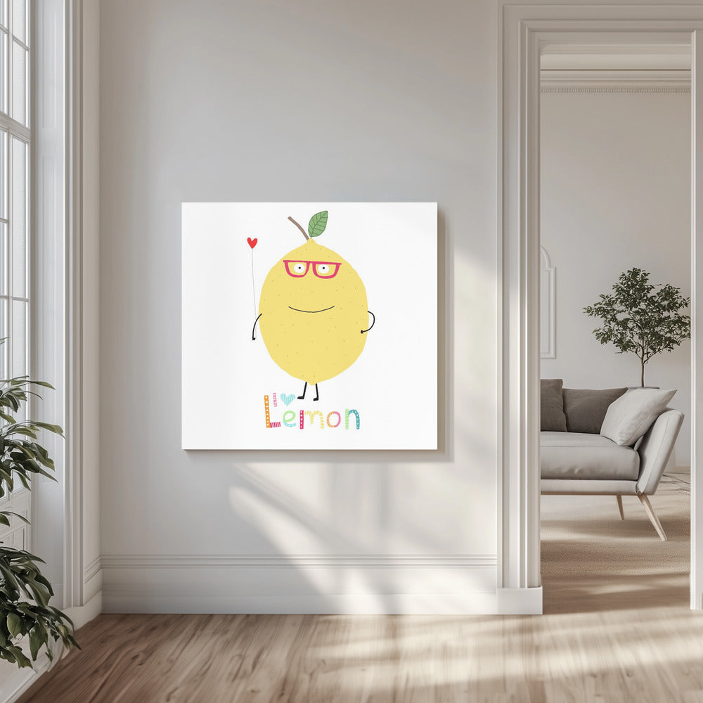 Ik hou van citroen! Een schattige citroen met een liefdeshart. | Canvas
