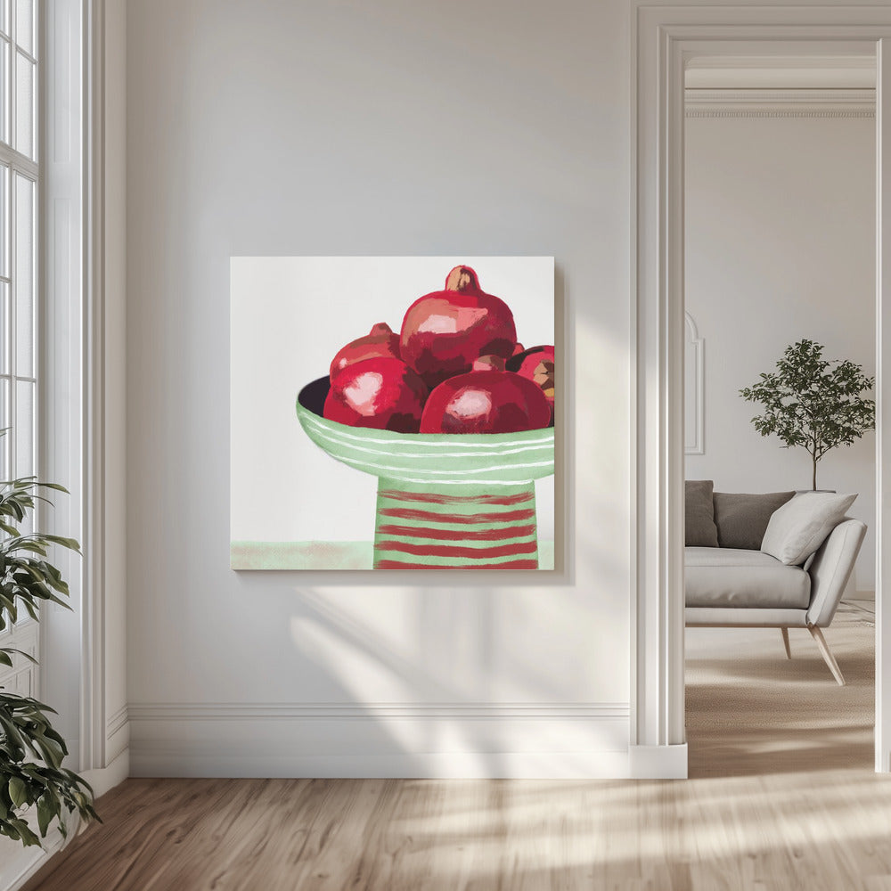 Granaatappels in kom | Canvas