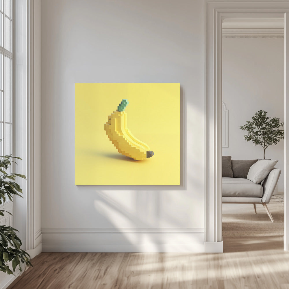 Pixel Fruit Gestileerde Banaan | Canvas