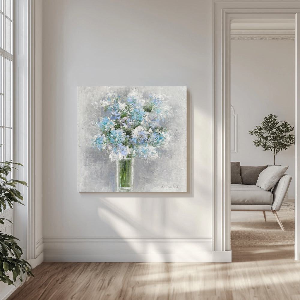 Boeket bloemen in een glazen vaas | Canvas