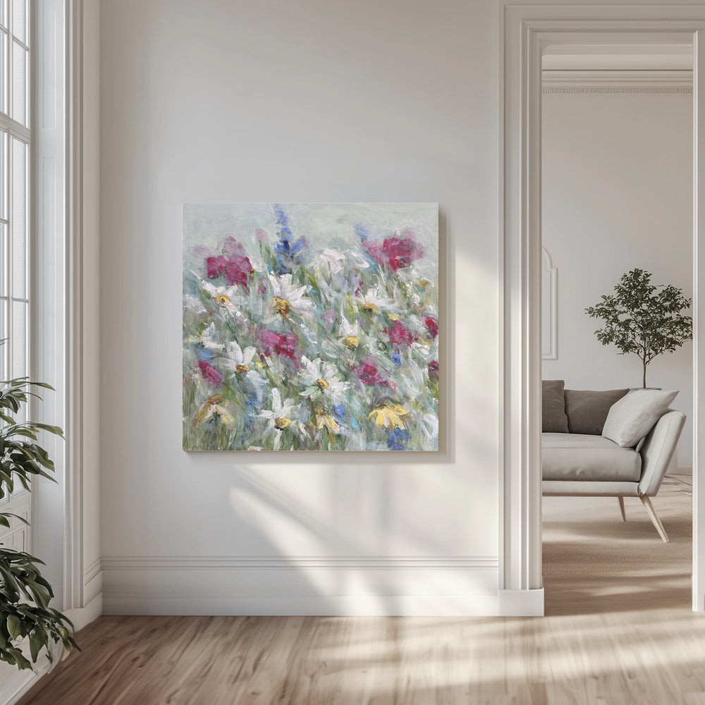 Madeliefje in roze, witte en gele tinten | Canvas