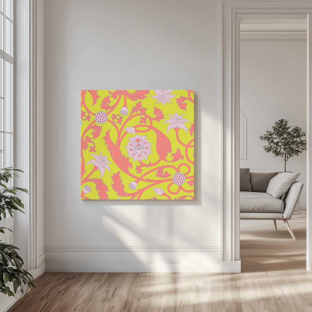 Bloemen grillig doolhof | Canvas