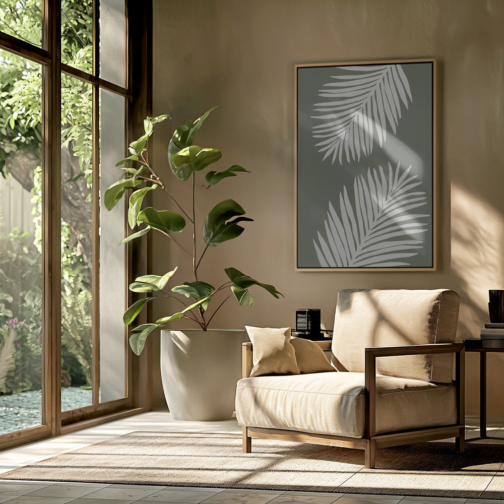 PALMBLAD 06 GROEN WIT | Poster