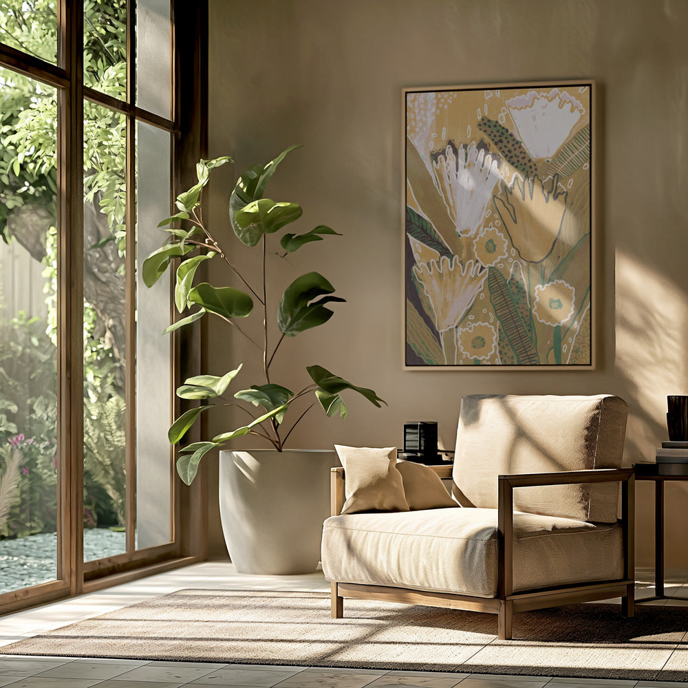 Magische wilde bloemen / Geel &amp; Groen | Poster