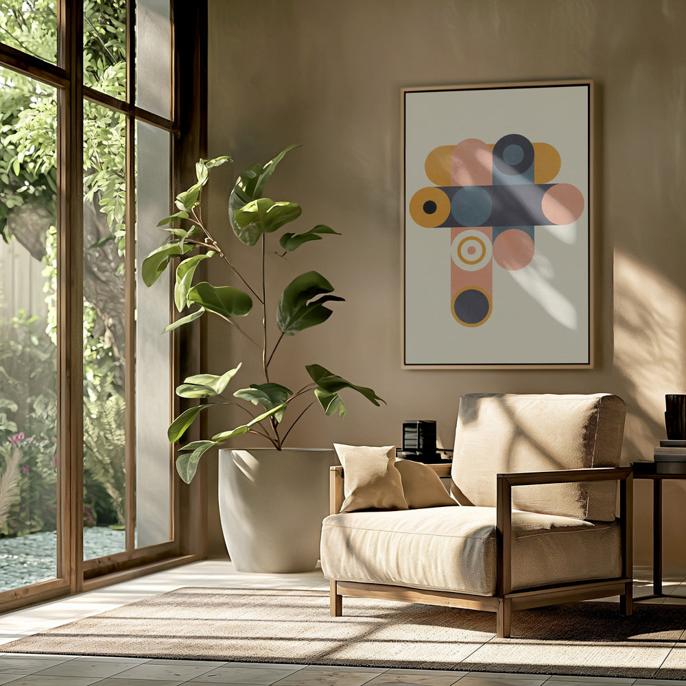 Regenboog Plus Vormen Blauw Mosterd8 | Poster