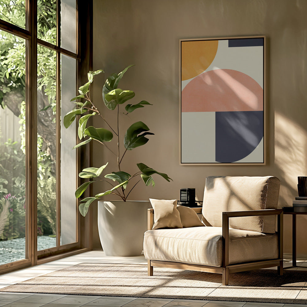 Regenboog Plus Vormen Blauw Mosterd2 | Poster
