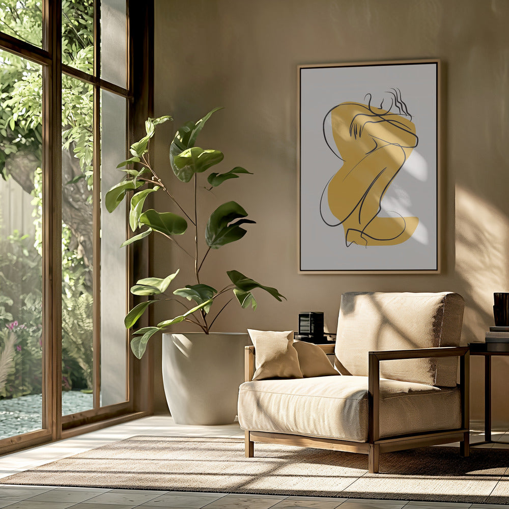 Zelfknuffel Naakt in Lineair Abstract | Poster