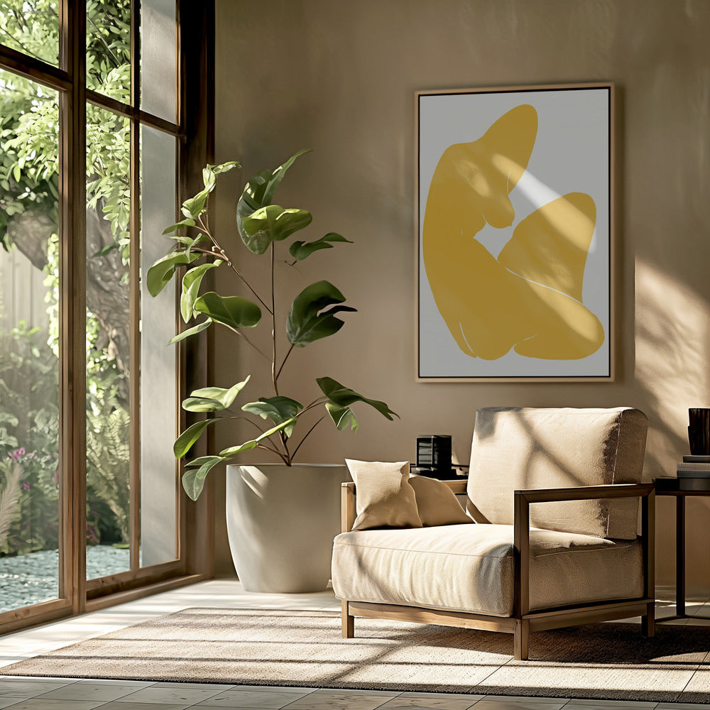 Geel silhouet van een vrouwenfiguur | Poster