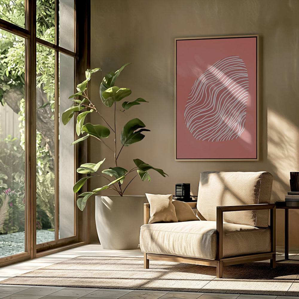 Lijnkunst opgesloten in de ruimte - rood | Poster