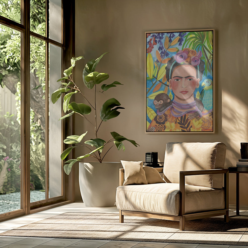 Frida en haar papegaaien | Poster