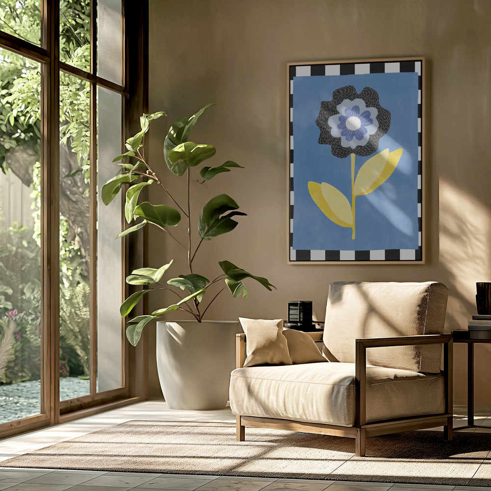 Bloem met een blauw en zwart bloemblaadje | Poster