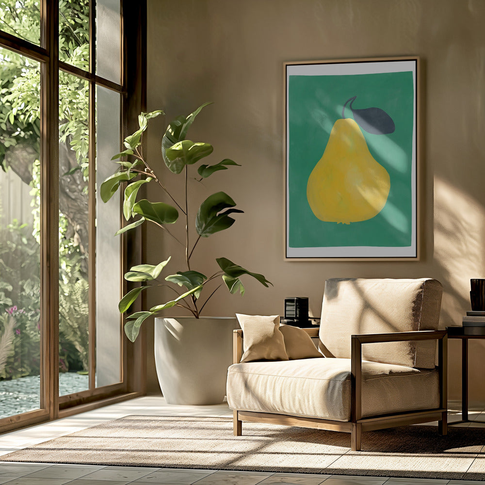 Minimalistische gele peer | Poster